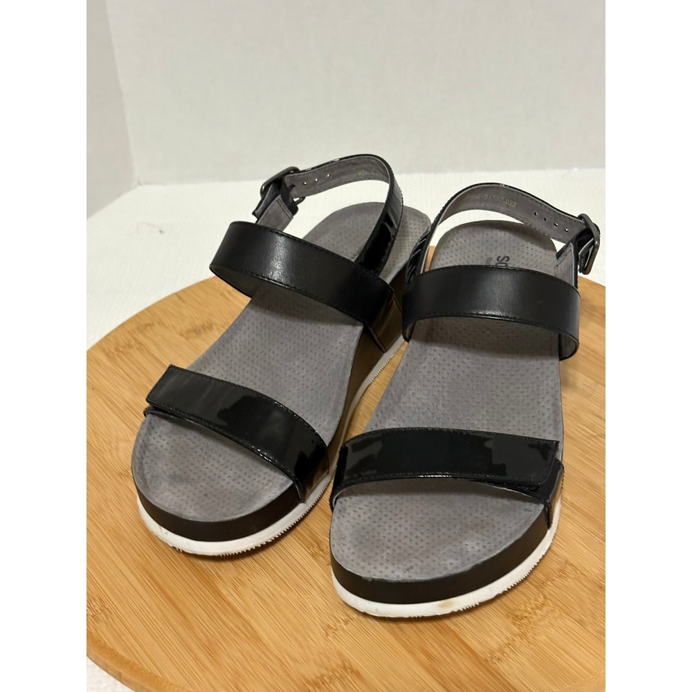 SoftWalk Womens Black Patent Wedge Platform Sandals Size 9N S1707-022